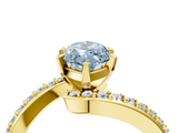 Yellow gold Fancy Blue Marquise  Solitaire Twist Band with Pave Set Diamonds and Four-Prong Setting_95
