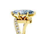 Yellow gold Fancy Blue Marquise  Solitaire Twist Band with Pave Set Diamonds and Four-Prong Setting_96