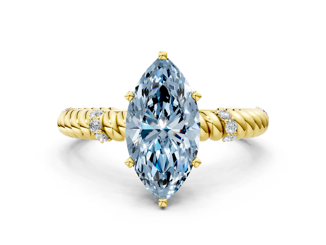 Yellow gold Fancy Blue Marquise  Solitaire Twisted Band Prong Set Engagement Ring_61