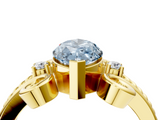 Yellow gold Fancy Blue Marquise  Solitaire Twisted Band Scroll Prong Ring_37