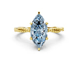 Yellow gold Fancy Blue Marquise  Solitaire Twisted Band with Bead Prong Setting_278
