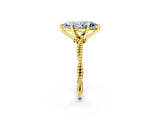 Yellow gold Fancy Blue Marquise  Solitaire Twisted Band with Bead Prong Setting_280