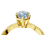 Yellow gold Fancy Blue Marquise  Solitaire Twisted Band with Bead Prong Setting_282