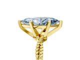 Yellow gold Fancy Blue Marquise  Solitaire Twisted Band with Bead Prong Setting_283