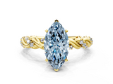 Yellow gold Fancy Blue Marquise  Solitaire Twisted Band with Pavé Accents and Four-Prong Setting_20