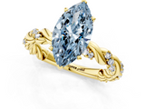 Yellow gold Fancy Blue Marquise  Solitaire Twisted Band with Pavé Accents and Four-Prong Setting_21