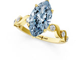 Yellow gold Fancy Blue Marquise  Solitaire Twisted Band with Prong Setting 1