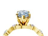 Yellow gold Fancy Blue Marquise  Solitaire Twisted Band with Prong Setting 4
