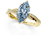 Yellow gold Fancy Blue Marquise  Solitaire Twisted Pave Diamond Ring with Four-Prong Setting_13