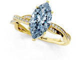 Yellow gold Fancy Blue Marquise  Solitaire Twisted Pave Diamond Ring with Four-Prong Setting_143