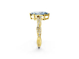 Yellow gold Fancy Blue Marquise  Solitaire Twisted Pave Diamond Ring with Four-Prong Setting_144