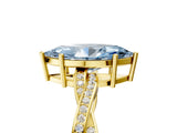 Yellow gold Fancy Blue Marquise  Solitaire Twisted Pave Diamond Ring with Four-Prong Setting_147