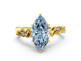 Yellow gold Fancy Blue Marquise  Solitaire Vine Band with Milgrain Prong Setting_3