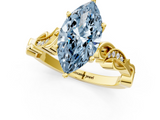 Yellow gold Fancy Blue Marquise  Solitaire Vine Band with Milgrain Prong Setting_4