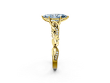 Yellow gold Fancy Blue Marquise  Solitaire Vine Band with Milgrain Prong Setting_5