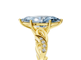 Yellow gold Fancy Blue Marquise  Solitaire Vine Band with Milgrain Prong Setting_8