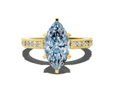Yellow gold Fancy Blue Marquise  Solitaire with Pavé Band and Four-Prong Setting_344