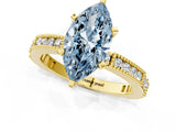 Yellow gold Fancy Blue Marquise  Solitaire with Pavé Band and Four-Prong Setting_345