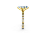 Yellow gold Fancy Blue Marquise  Solitaire with Pavé Band and Four-Prong Setting_346