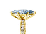 Yellow gold Fancy Blue Marquise  Solitaire with Pavé Band and Four-Prong Setting_349