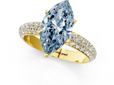 Yellow gold Fancy Blue Marquise  Solitaire with Pave Band and Four-Prong Setting_4