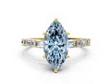 Yellow gold Fancy Blue Marquise  Solitaire with Side Baguettes and Channel Set Band_67