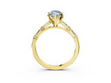 Yellow gold Fancy Blue Marquise  Solitaire with Side Baguettes and Channel Set Band_70