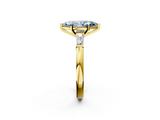 Yellow gold Fancy Blue Marquise  Solitaire with Tapered Baguette Side Stones on a Classic Band with Four-Prong Setting_95