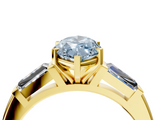 Yellow gold Fancy Blue Marquise  Solitaire with Tapered Baguette Side Stones on a Classic Band with Four-Prong Setting_97