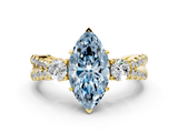 Yellow gold Fancy Blue Marquise  Three-Stone Diamond Ring with Pavé Split Shank and Four-Prong Setting_62