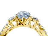 Yellow gold Fancy Blue Marquise  Three-Stone Diamond Ring with Pavé Split Shank and Four-Prong Setting_66