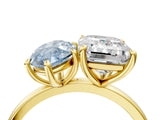 Yellow gold Fancy Blue Marquise  and Emerald Cut Toi Moi Ring with Prong Setting_49