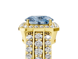 Yellow gold Fancy Blue Oval -Cut Halo Diamond Ring with Split Shank and Four-Prong Setting_89
