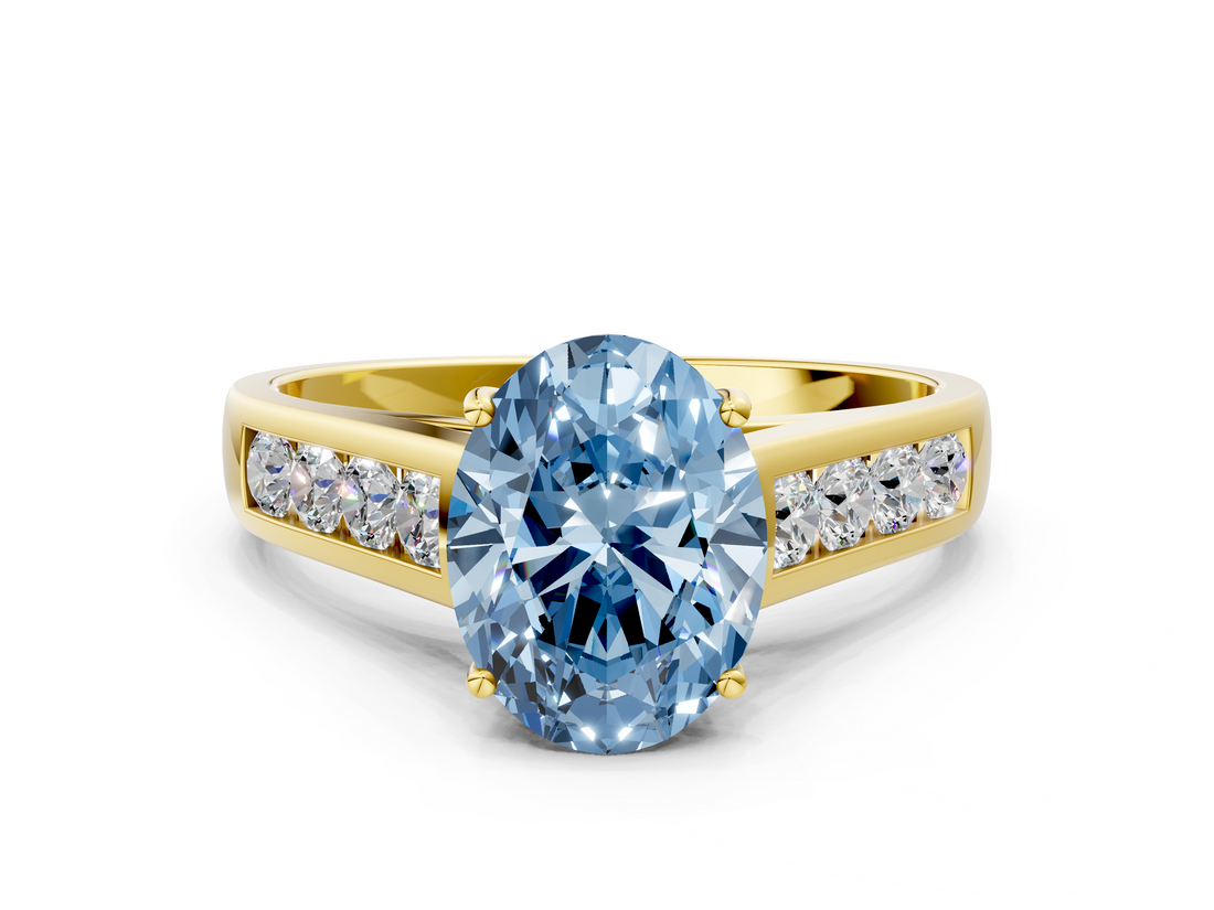 Yellow gold Fancy Blue Oval  Brilliant Channel-Set Solitaire Ring with Four-Prong Setting_21