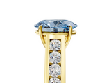 Yellow gold Fancy Blue Oval  Brilliant Channel-Set Solitaire Ring with Four-Prong Setting_26