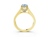 Yellow gold Fancy Blue Oval  Brilliant Cut Diamond Engagement Ring with Pavé Band and Four-Prong Setting_52