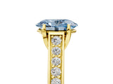 Yellow gold Fancy Blue Oval  Brilliant Cut Diamond Engagement Ring with Pavé Band and Four-Prong Setting_54