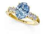 Yellow gold Fancy Blue Oval  Brilliant Cut Diamond Five-Stone Prong Set Engagement Ring with Channel Band_4