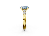 Yellow gold Fancy Blue Oval  Brilliant Cut Diamond Five-Stone Prong Set Engagement Ring with Channel Band_5