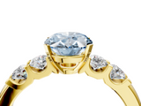 Yellow gold Fancy Blue Oval  Brilliant Cut Diamond Five-Stone Prong Set Engagement Ring with Channel Band_7