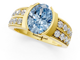 Yellow gold Fancy Blue Oval  Brilliant Diamond Channel Set Wide Band Ring with Bezel Setting_21