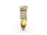 Yellow gold Fancy Blue Oval  Brilliant Diamond Channel Set Wide Band Ring with Bezel Setting_22