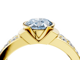 Yellow gold Fancy Blue Oval  Brilliant Diamond Channel Set Wide Band Ring with Bezel Setting_24