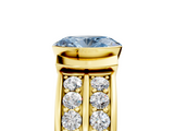 Yellow gold Fancy Blue Oval  Brilliant Diamond Channel Set Wide Band Ring with Bezel Setting_25