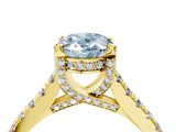 Yellow gold Fancy Blue Oval  Brilliant Diamond Solitaire with Pavé Band and Four-Prong Setting 5