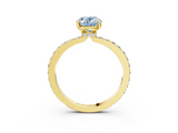Yellow gold Fancy Blue Oval  Brilliant Pavé Band Solitaire with Four-Prong Setting_44