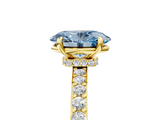Yellow gold Fancy Blue Oval  Brilliant Pavé Band Solitaire with Four-Prong Setting_46