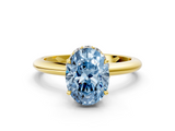 Yellow gold Fancy Blue Oval  Brilliant Solitaire Engagement Ring with Six-Prong Setting and Classic Band_20