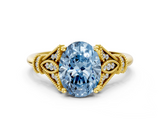 Yellow gold Fancy Blue Oval  Brilliant Solitaire with Pave Band and Four-Prong Setting_20