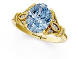 Yellow gold Fancy Blue Oval  Brilliant Solitaire with Pave Band and Four-Prong Setting_21